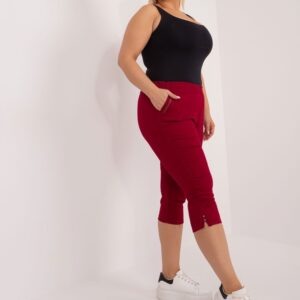 Dopasowane rybaczki damskie z kieszeniami bordowe