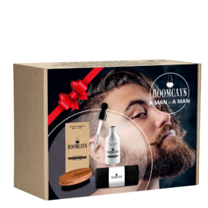 Zestaw prezentowy ROOMCAYS – Olejek do brody, kartacz, ręcznik z logo