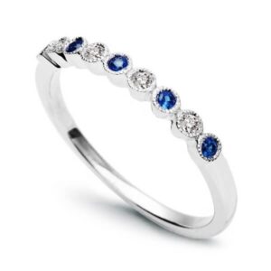 Złoty pierścionek szafiry i brylanty białe złoto Staviori