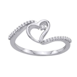 Złoty pierścionek serce z brylantami białe złoto Staviori