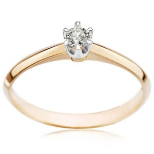 Złoty pierścionek zaręczynowy z diamentem żółte i białe złoto Staviori