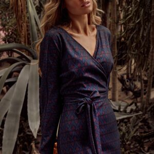 Sukienka z kopertową górą i paskiem – wzór 3 – Rozmiar: L(40)