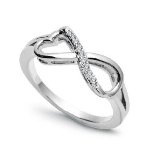 Złoty pierścionek znak nieskończoności z diamentami Staviori