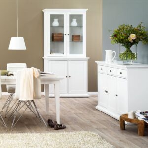 Komoda z szufladami i drzwiami biała mat 144 cm Paris