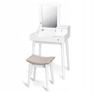 Toaletka kosmetyczna z lustrem i taboretem