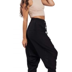 Spodnie haremki bawełniane z ozdobnymi sznurkami czarne