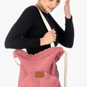 Plecak worek z kieszeniami ciemny różowy