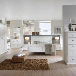 Komoda wysoka z szufladami biała mat 96 cm Paris