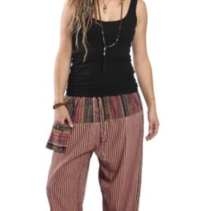 Spodnie alladynki w paski z kieszonką