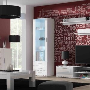 Meblościanka do salonu biała mat / połysk 410 cm Simple