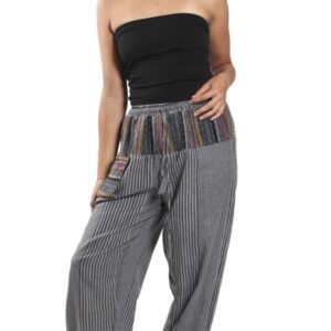 Spodnie alladynki w paski z kieszonką