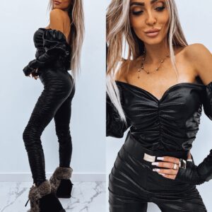 Komplet z miękkiej skórki ze ściągaczami czarny Camino W4