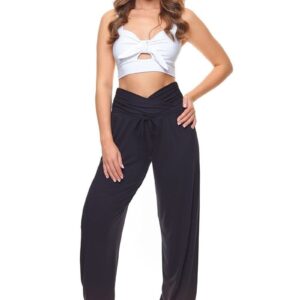 Spodnie alladynki dzianinowe z wiązaniem czarne