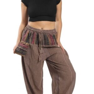 Spodnie alladynki w paski z kieszonką