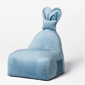 Uszata pufa siedzisko z oparciem Funny Bunny VELVET – Niebieska