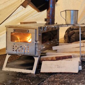 FASTFOLD L piecyk na drewno z oknami. – Piecyk stalowy 2 okna