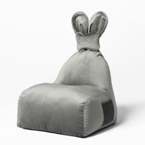 Uszata pufa siedzisko z oparciem Funny Bunny VELVET – Szara