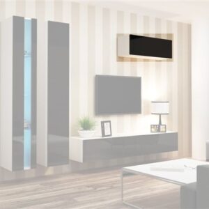 Witryna wisząca biała / czarna połysk 90 x 35 cm Vilalba