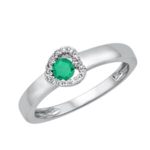 Złoty pierścionek szmaragd i diamenty białe złoto Staviori
