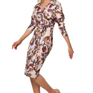 Sukienka z kopertową górą i paskiem – wzór 2 – Rozmiar: XL(42)