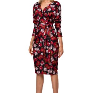 Sukienka z kopertową górą i paskiem – wzór 1 – Rozmiar: L(40)