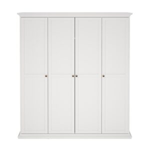 Szafa czterodrzwiowa biała mat 182 x 201 cm Paris