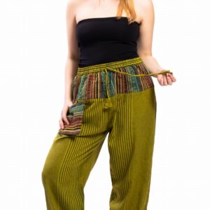 Spodnie alladynki w paski z kieszonką