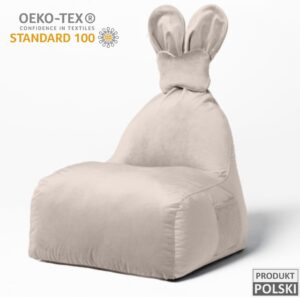 Uszata pufa siedzisko z oparciem Funny Bunny VELVET – Beżowa