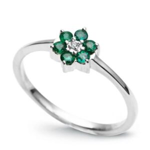 Złoty pierścionek kwiatek z diamentami Staviori