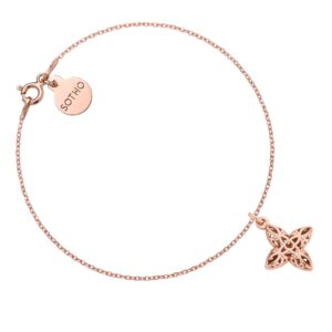 Bransoletka z ażurowym kwiatkiem z różowego złota