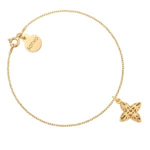 Złota bransoletka z ażurowym kwiatkiem