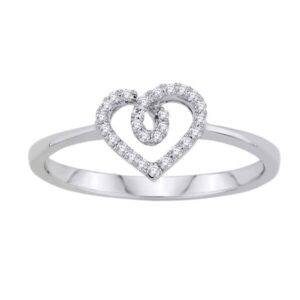 Złoty pierścionek serce z diamentami białe złoto Staviori