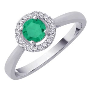 Złoty pierścionek szmaragd i brylanty białe złoto Staviori