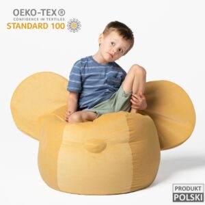 Pufa siedzisko z uszami Ears Velvet – Żółta