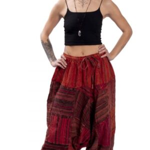 Spodnie haremki patchwork czerwone