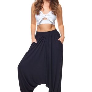 Spodnie haremki dzianinowe z niskim krokiem czarne