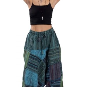 Spodnie haremki patchwork turkusowe