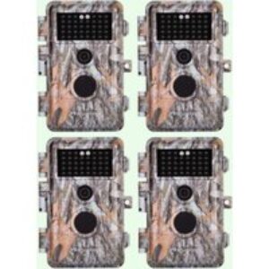 4-tlg. Fotofalle 64MP 1296p mit Bewegungsmelder Nachtsicht Max. Entfernung bis 75Füße, 0,3s Schnelle Trigger Geschwindigkeit , IP66 Wasserdichter| A252