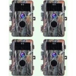 4-tlg. Jagdkamera 64MP 1296p mit Bewegungsmelder Nachtsicht Maximale Entfernung bis 75Füße, 0,3s Trigger Geschwindigkeit , IP66 Wasserdichter| A252