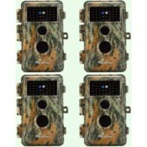 4-tlg. Wildkamera 64MP 1296p mit Bewegungsmelder Nachtsicht Maximale Entfernung bis 75Füße, 0,3s Trigger Geschwindigkeit , IP66 Wasserdichter| A252