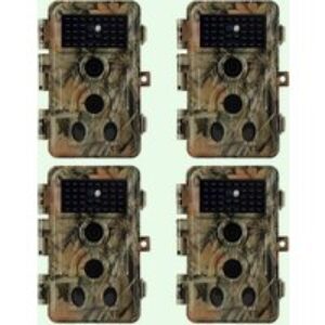4-tlg. Wildkamera 64MP 2306*1296p mit Bewegungsmelder Nachtsicht Max. Entfernung bis 90 Füße, 0,1s Trigger Geschwindigkeit，IP66 Wasserdichter| A262