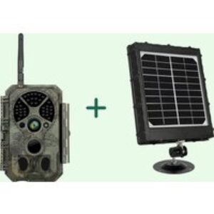 Bundle Wildkamera Wildtierkamera Jagdkamera Wlan 64MP 1296P 0,1s Auslöserzeit Bewegungsmelder 120°PIR und Solarpanel-Kits 8000mAh 12V/9V/6V | A350W Grün