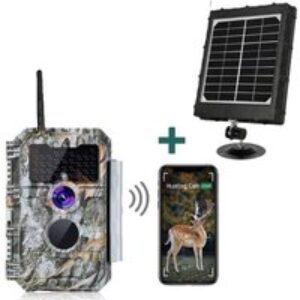 Bundle Wildkamera Wildtierkamer Jagdkamera Wlan 64MP 1296P 0,1s Auslöserzeit Nachtsicht Bewegungsmelder 110°PIR und Solarpanel-Kits 8000mAh 12V/9V/6V | W600