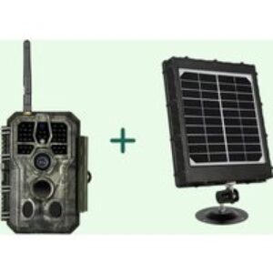 Bundle Wildkamera Wildtierkamera Jagdkamera Wlan 64MP 1296P 0,1s Auslöserzeit Bewegungsmelder 120°PIR und Solarpanel-Kits 8000mAh 12V/9V/6V | A280W Grün