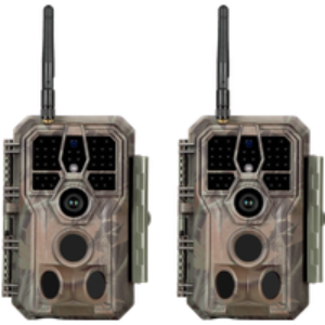 2-tlg. Wildkamera Wlan Fotofalle Jagdkamera Wildtierkamera 64MP 1296P 0,1s Schnelle Trigger Geschwindigkeit Nachtsicht Bewegungsmelder 110°PIR IP66 Wasserdichter | A280W Braun