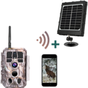 Bundle Wildkamera Wildtierkamera Jagdkamera Wlan 64MP 1296P 0,1s Auslöserzeit Bewegungsmelder 120°PIR und Solarpanel-Kits 8000mAh 12V/9V/6V | A280W Grau